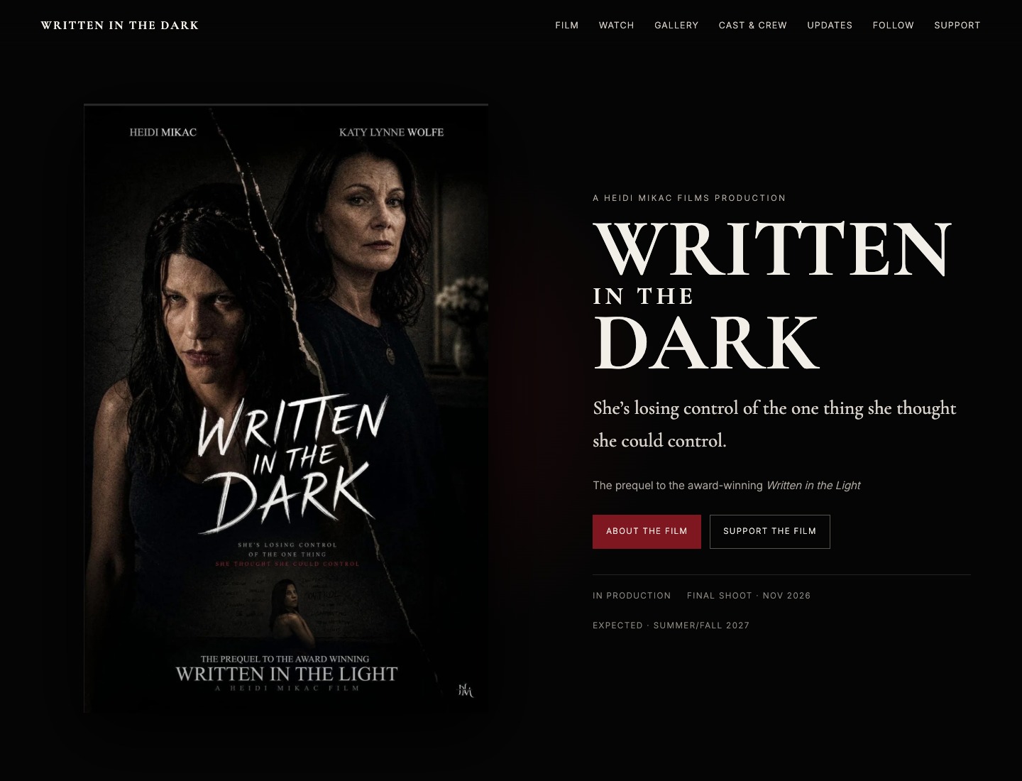 Written in the Dark website designed by Mosaic Minds Media